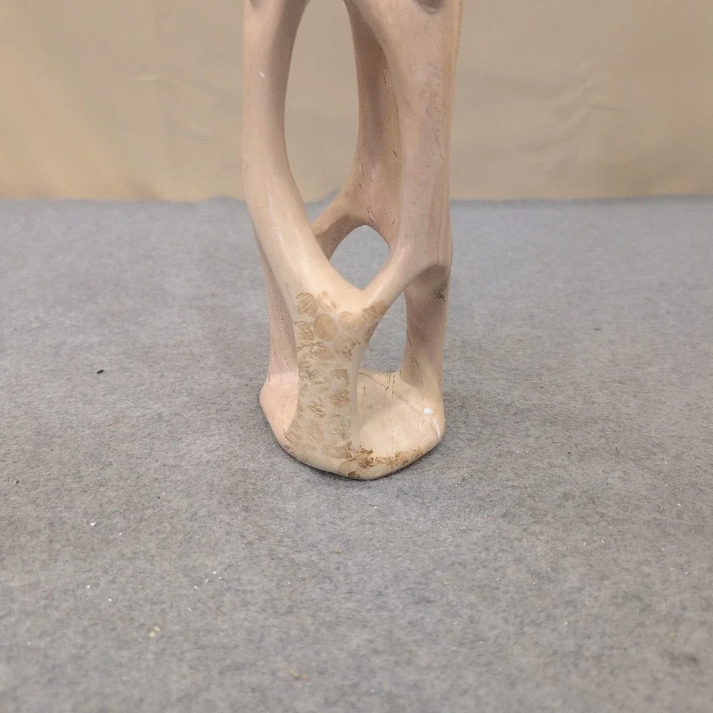 Hand Carved Kenyan Soapstone Abstract Family Sculpture Pink Tan - Picture 7 of 9